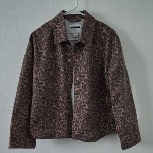 Noisy may Leopard Print Brown Jean Jacket